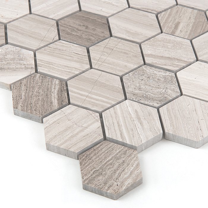 Woodstone GREY Hexagon 48 - kamienna mozaika DUNIN