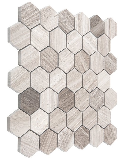 Woodstone GREY Hexagon 48 - kamienna mozaika DUNIN