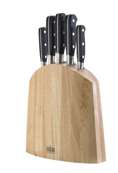 Owalny, drewniany stojak na noże