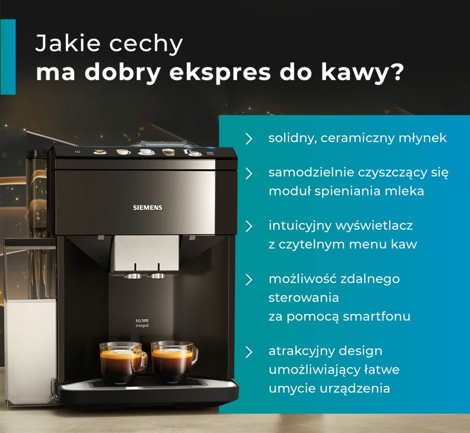 Jakie cechy ma dobry ekspres do kawy? - infografika